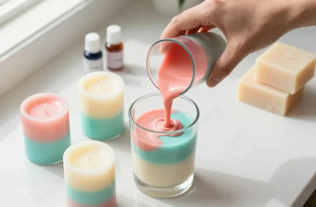 How to Make Layered Candles at Home: Color Pouring Tutorial