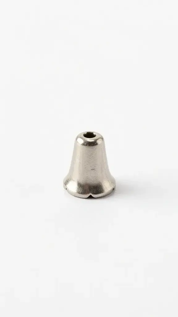 Single metal tabbed candle wick on white background