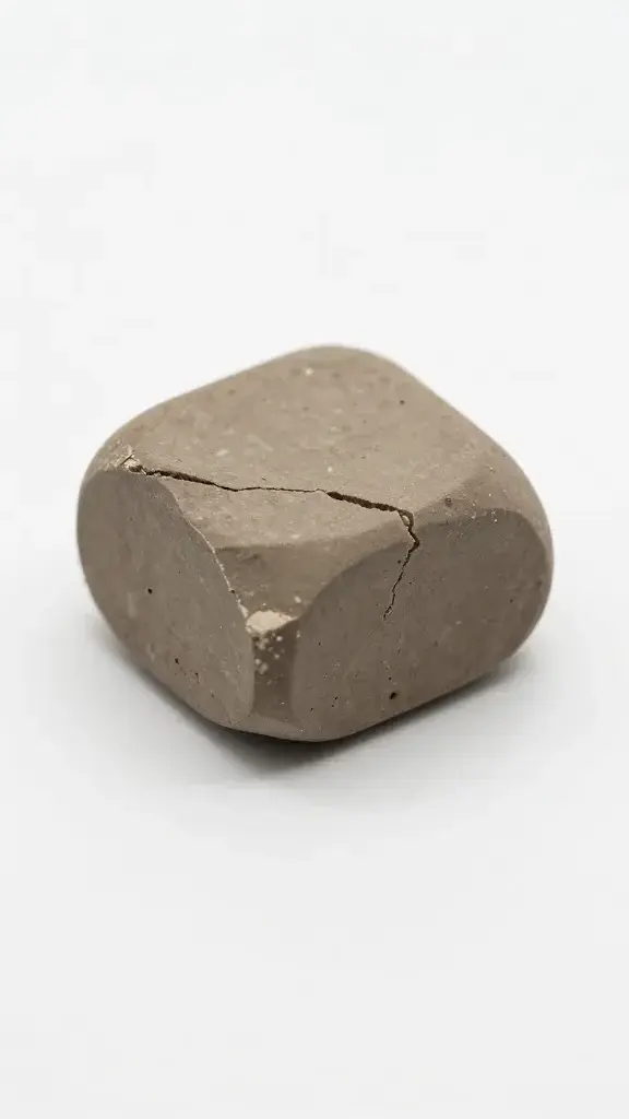 Crumbly broken polymer clay block on white surface