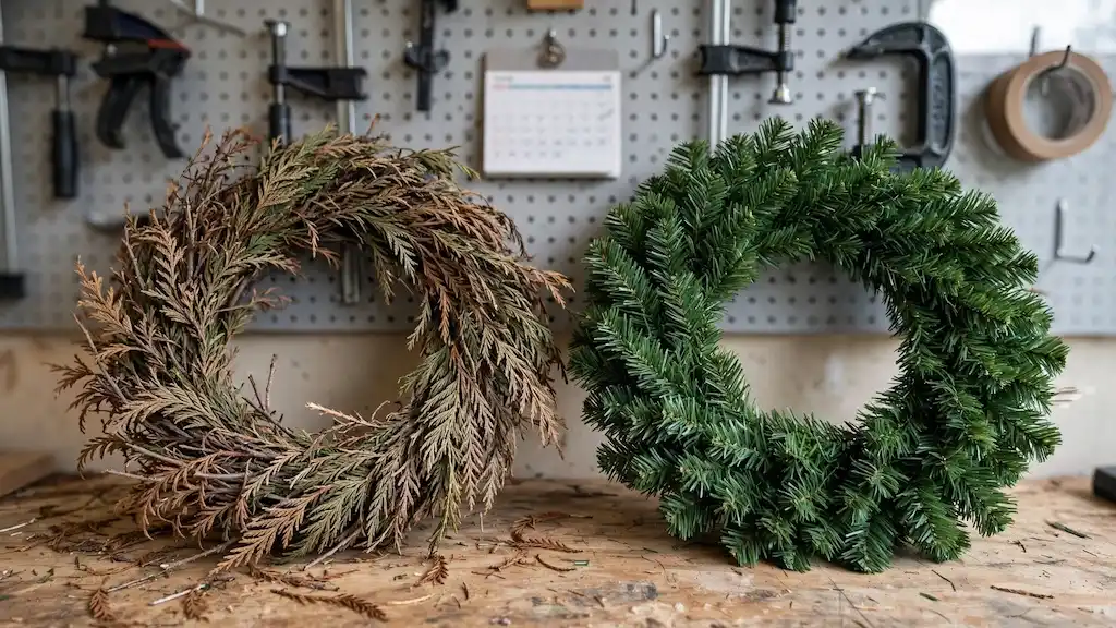 artificial vs natural Christmas wreath which is better