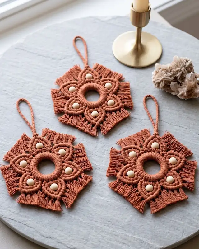 macrame Christmas ornaments DIY