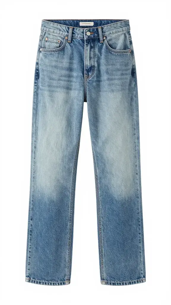Single pair of bleach-dyed ombre denim jeans