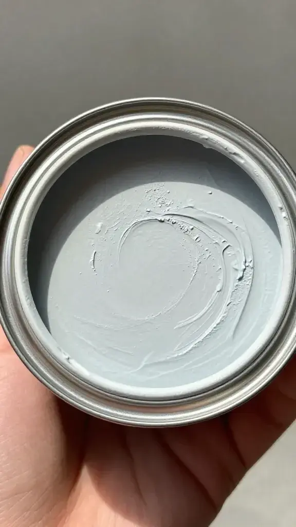 Hand holding open can of chalk paint showing texture