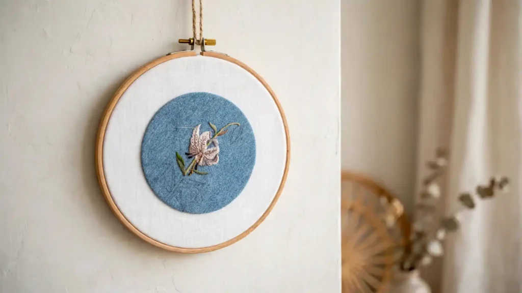 how to frame embroidery in a hoop finish display